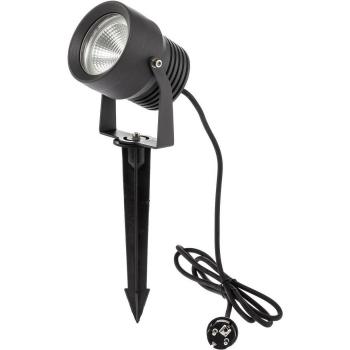 Foco exterior LED Lucande Irina, pica de tierra, enchufe, gris, aluminio