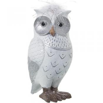 Figura Decorativa Búho Alexandra House Living Blanco Plateado Acrílico Plástico Melamina