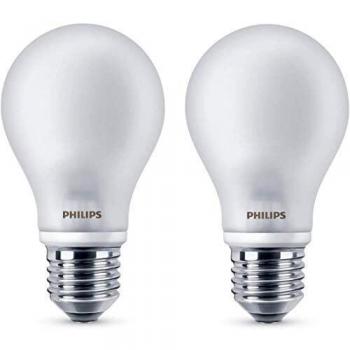 Philips 8718696472224 - Pack de 2 bombillas LED, luz blanca cálida, 7 W, equivalente a 60 W, casquillo E27, no regulable
