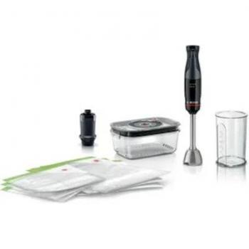 Batidora de Inmersión Bosch ErgoMaster Serie 4 1000W, Negro y Antracita, con Cuchillas de Acero Inoxidable y Bomba de Vacío