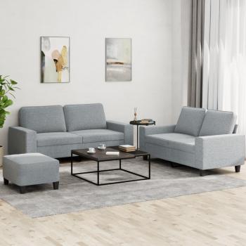 Conjunto de sofás 3 piezas de tela gris claro
