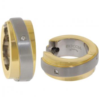 Aretes de Titanio Bicolor con Diamante 0,01 ct - Boccia 0560-07