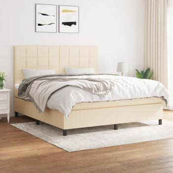 Cama Box Spring con Colchón de Tela Color Crema 180x200 cm