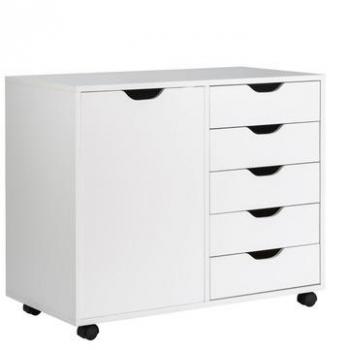White 5-Drawer Rolling Cabinet