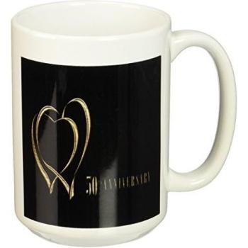 Mensuk Two Gold Hearts 50th Anniversary Mug, 11-Ounce