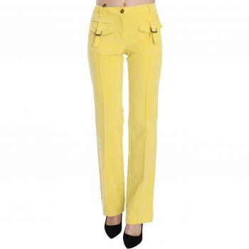 Just Cavalli Yellow Corduroy Mid Waist Straight Trousers Pants - IT46|XL, Size: L