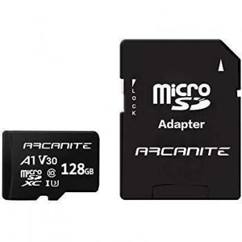 ARCANITE - Tarjeta de memoria microSDXC de 128 GB con adaptador SD, A1, UHS-I U3, V30, 4K, Clase 10, microSD, Velocidad de lectura hasta 90 MB/s