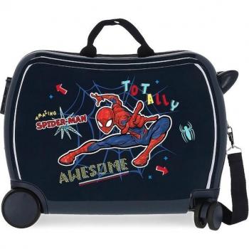Maleta Infantil Correpasillos Spiderman Totally Awesome 2 Ruedas Multidireccionales Marino