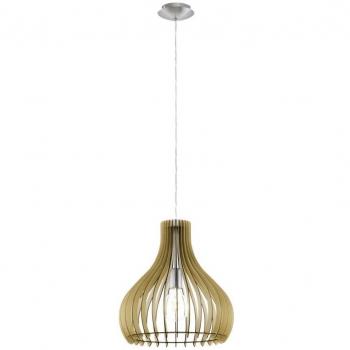 Lámpara Colgante Industrial Tindori de Acero y Madera de Arce, 1 Bombilla E27, Diámetro 38 cm
