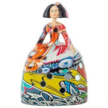 Figura Decorativa Menina Multicolor Acrílico Plástico Melamina 12 x 8 x 17 cm