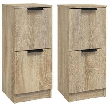 Aparadores 2 unidades madera contrachapada roble Sonoma 30x30x70 cm