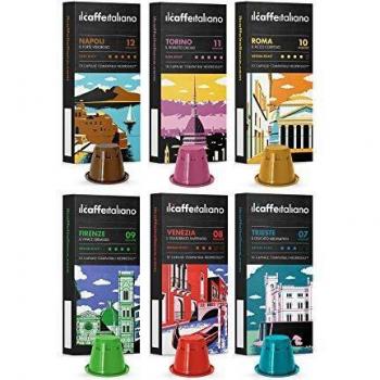 FRHOME - Nespresso 120 Cápsulas de Café compatibles - Il Caffè italiano - Tour d' Italia Kit de degustación con varias intensidades