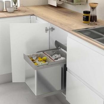 Cubo de Basura Doble Rectangular Inoxidable 21 L + 21 L
