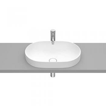 Lavabo de FINECERAMIC® de encimera Round INSPIRA - Roca, Color Blanco Mate, dimensiones 550mm x 370mm x 75mm