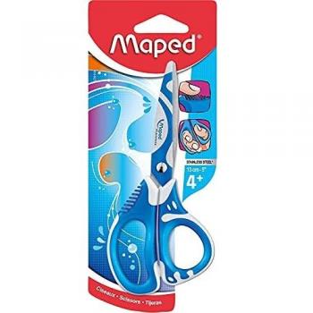 Maped - Tijeras Escolares - Zenoa Fit 13 cm - Material Blando en el Interior de las Anillas - Sistema Amortiguador - Disponible en 3 Diseños Diferentes