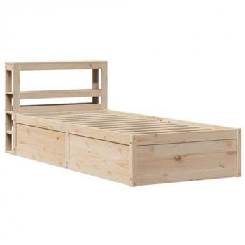 Estructura de Cama con Cabecero de Madera Maciza de Pino 75x190 cm