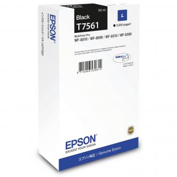Epson T7561 Negro L Cartucho de Tinta para WorkForce Pro WF-8xxx Series, 2500 Páginas C13T756140
