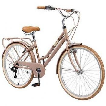 Bicicleta de Ciudad Retro de Aluminio 28, 7 Velocidades Shimano, Kettenschaltung, para Damas, Color Marrón