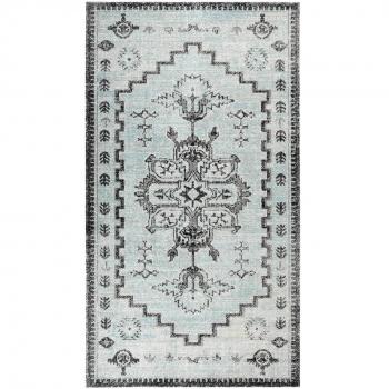 Alfombra de tejido plano exterior 115x170 cm verde y gris