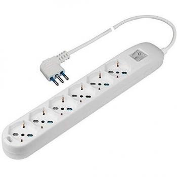 Multipresa Poly Pool 6 Salidas Pluristandard 10/16A 2P+T con Interrutor Luminoso y Cavo de 1,5m
