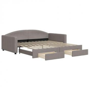 Sofá cama nido con cajones tela gris taupe 100x200 cm