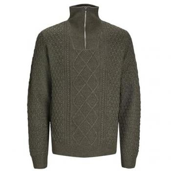 Jack & Jones Premium High Neck Melange Sweater for Men - Olive Night, Size L