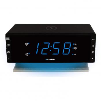 Blaupunkt CR55CHARGE Radio Reloj Digital Negro con carga USB, pantalla LED, función de alarma y sintonizador FM