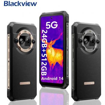 Smartphone Blackview BL9000 Pro 5G con cámara térmica, 24GB RAM, 512GB almacenamiento y funda protectora gris