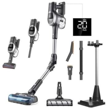 Aspiradora Inalámbrica 2-en-1 Jimmy JV9 Pro Aqua: Potencia 160 AW, Autonomía de 45 Minutos, Pantalla LED, 4 Modos de Funcionamiento, Depósito de Agua de