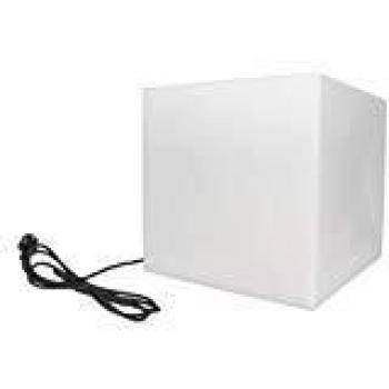 Cubo luminoso Perel para jardín e interior/exterior, 38 cm, con cable de alimentación de 3 m, casquillo E27, clasificación IP65, color blanco