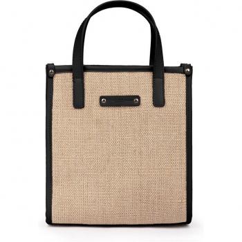Bolso de hombro Pedro Miralles VISALIA en rafia con detalles en color blanco y tonos marrones