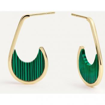 Pendientes aros Alhambra de Plata de Ley 925 y Metal Nickel Free con engaste de malaquita