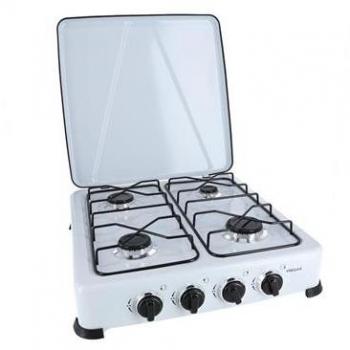 Cocina a gas esmaltada blanca de 4 fuegos Alfa Dyser