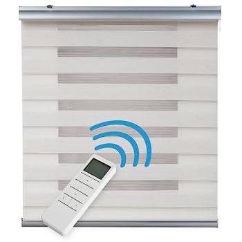 Estor Enrollable Motorizado Noche y Día Automático con Batería y Mando, Acabados Premium Gris 200x250 cm
