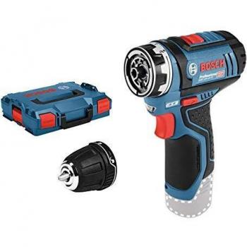 Bosch Professional 06019F6002 Atornillador 12V, 30 NM, 1 Cabezal FlexiClick, sin Batería, en L-BOXX, 12 W, 12 V, Azul