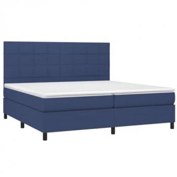Cama box spring colchón y luces LED tela azul 200x200 cm vidaXL - Azul