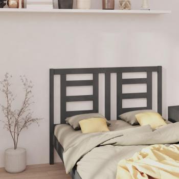 Cabecero de cama de madera maciza de pino gris 141x4x100 cm