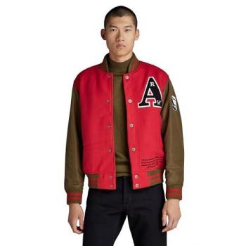 Men's Varsity Bomber Jacket - Dark Flame Red, Size L