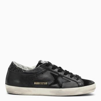 Golden Goose Women's Super-Star Black Low Trainer with Rhinestones Sneaker, Size 40, GWF00101F003463