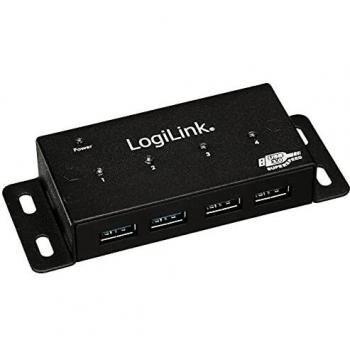 LogiLink UA0149 - Hub de 4 Puertos USB 3.0 con Cable de alimentación y Carcasa de Metal