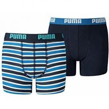 PUMA Calzoncillos bóxer básicos con diseño de rayas, 2 unidades Azul