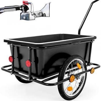 Remolque para Bicicleta Monzana 90L Carga 80Kg Acoplamiento Cesta extraíble Bici Carrito Equipaje Compras Negro