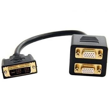 StarTech DVI-I Analog to 2 x VGA Video Splitter Cable M/F, 1 ft , Black