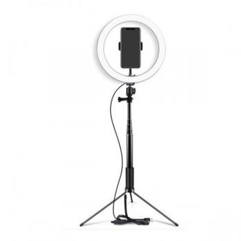 XO L08 Kit Youtuber - Trípode Extensible hasta 160cm, Soporte para Smartphone, Luz LED de 10 Pulgadas, Control Remoto Disparador