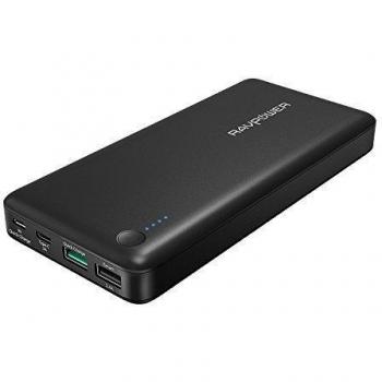 Quick Charge 3.0 Batería Externa Portátil 20100mAh Qualcomm RAVPower QC 3.0 Carga Rápida Bank Power para Móvil, iPhone, Samsung, Tablet Type C de Entrada y Salida Negro