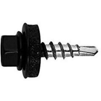 Index AFNE144835 - Tornillo punta broca reducida cubierta metal-madera + arandela P-14 4,8x35 RAL 9011