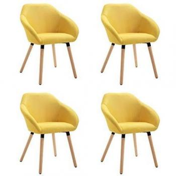 Yellow Fabric Dining Chairs Set of 4