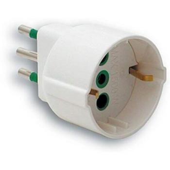 Adaptador FME Schuko 2P+T 16A Blanco y Verde Fanton 82130