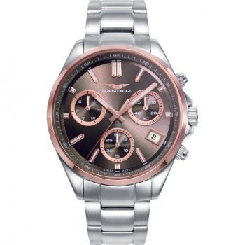Reloj de Hombre Sandoz Casuel 83003-17 - Acero Plateado con Esfera Marrón de 42mm
