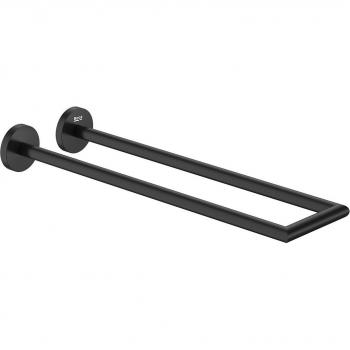 Toallero de barra doble Hotels Round Roca, color negro mate, dimensiones 400 mm